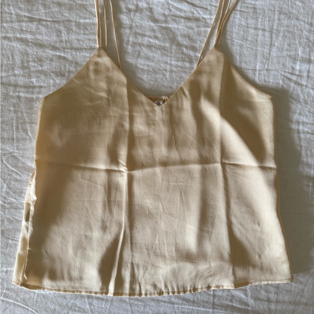 MANGO Satin Cream Tank Top